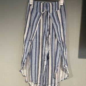 By & By Size Small Navy Blue White Stripe Tie Wrap Pant Women